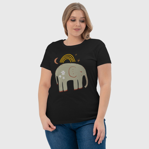 Женская футболка хлопок с принтом Elephants world, фото #4