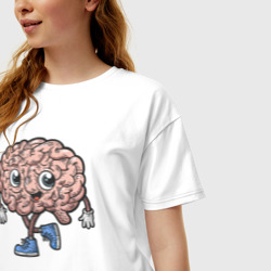 Женская футболка хлопок Oversize Весёлый мозг - фото 2
