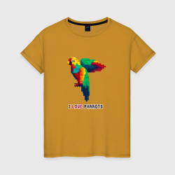 Пиксель попугай – Женская футболка хлопок с принтом купить со скидкой в -20%