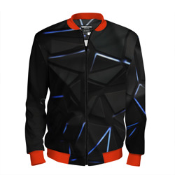 Мужской бомбер 3D Black texture neon line