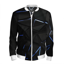 Мужской бомбер 3D Black texture neon line