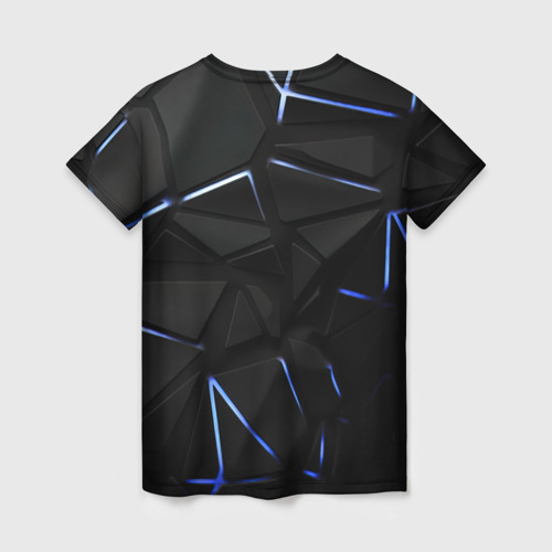 Женская футболка 3D Black texture neon line, цвет 3D печать - фото 2