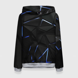 Женская толстовка 3D Black texture neon line