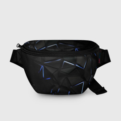 Поясная сумка 3D Black texture neon line