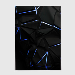 Постер Black texture neon line