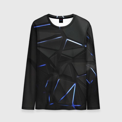 Мужской лонгслив 3D Black texture neon line, цвет 3D печать