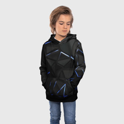 Детская толстовка 3D Black texture neon line - фото 2