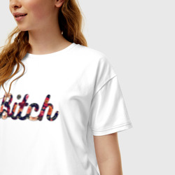 Женская футболка хлопок Oversize Bitch flowers - фото 2