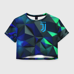 Женская футболка Crop-top 3D Juventus  blue   abstract logo