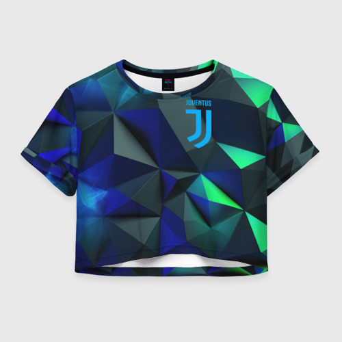 Женская футболка Crop-top 3D Juventus  blue   abstract logo, цвет 3D печать