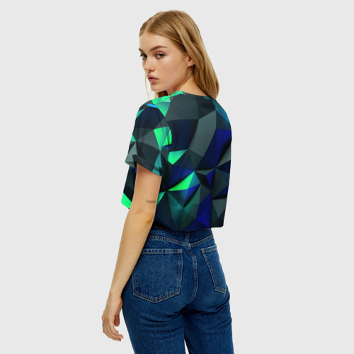 Женская футболка Crop-top 3D Juventus  blue   abstract logo, цвет 3D печать - фото 5