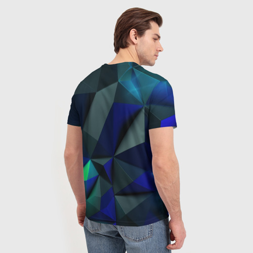 Мужская футболка 3D с принтом Juventus  blue   abstract logo, вид сзади #2
