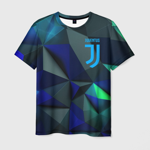 Мужская футболка 3D с принтом Juventus  blue   abstract logo, вид спереди #2