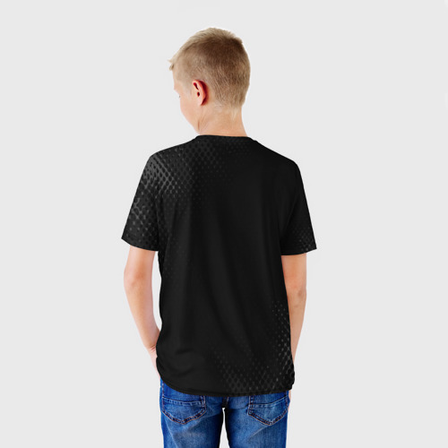 Детская футболка 3D с принтом Black Butler glitch на темном фоне, вид сзади #2