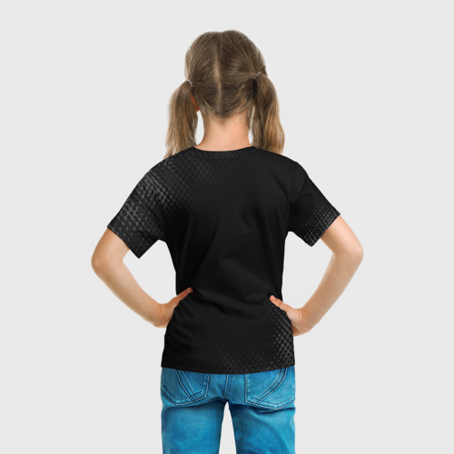 Детская футболка 3D с принтом Black Butler glitch на темном фоне, вид сзади #2