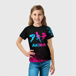 Футболка с принтом Akira - neon gradient для ребенка, вид на модели спереди №3. Цвет основы: белый