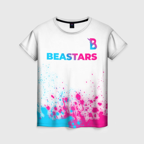 Женская футболка 3D Beastars neon gradient style: символ сверху, цвет 3D печать