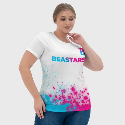 Женская футболка 3D Beastars neon gradient style: символ сверху, цвет 3D печать - фото 6