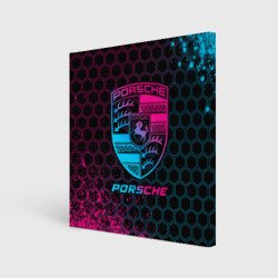 Холст квадратный Porsche - neon gradient