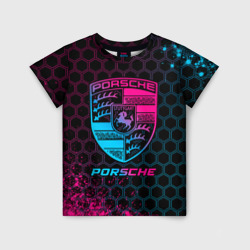 Детская футболка 3D Porsche - neon gradient