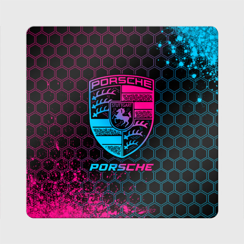 Магнит виниловый Квадрат Porsche - neon gradient