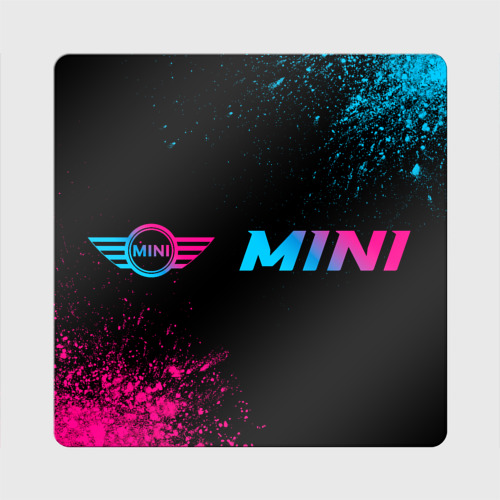 Магнит виниловый Квадрат Mini - neon gradient: надпись и символ