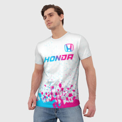 Мужская футболка 3D Honda neon gradient style: символ сверху - фото 2