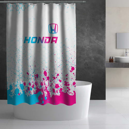 Штора 3D для ванной Honda neon gradient style: символ сверху - фото 3