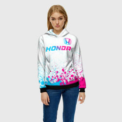 Женская толстовка 3D Honda neon gradient style: символ сверху - фото 2