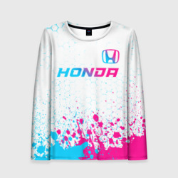 Женский лонгслив 3D Honda neon gradient style: символ сверху