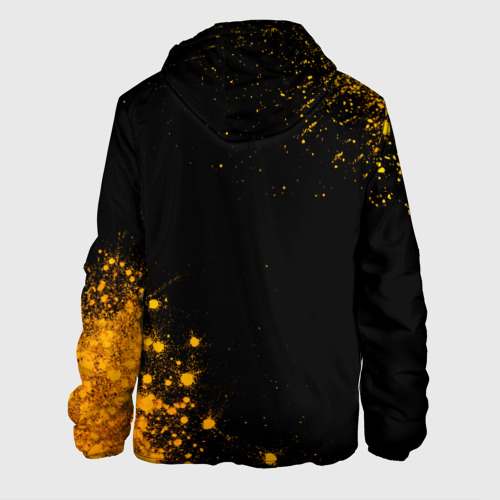 Мужская куртка 3D с принтом Rainbow Six - gold gradient: надпись, символ, вид сзади #1