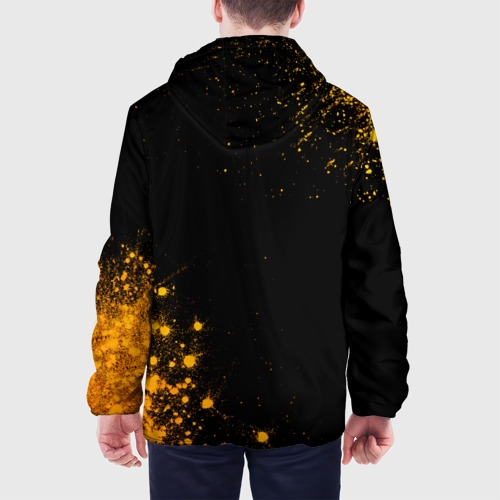 Мужская куртка 3D с принтом Rainbow Six - gold gradient: надпись, символ, вид сзади #2