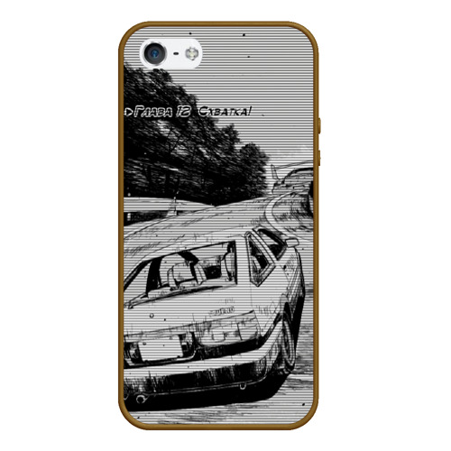Чехол для iPhone 5/5S матовый Тойота ae 86 - Инициал ди, цвет коричневый