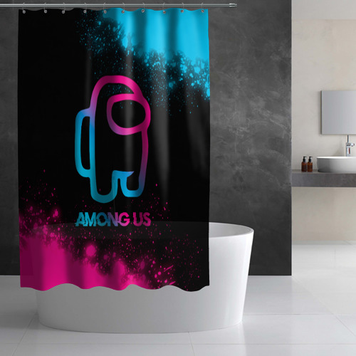 Штора 3D для ванной Among Us - neon gradient - фото 3