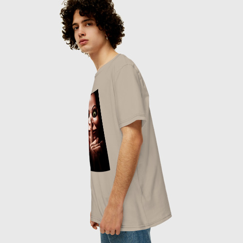 Мужская футболка хлопок Oversize Мертвая тишина, цвет миндальный - фото 5