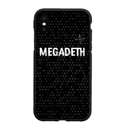 Чехол для iPhone XS Max матовый Megadeth glitch на темном фоне: символ сверху