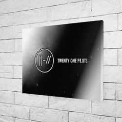 Холст прямоугольный Twenty One Pilots glitch на темном фоне: надпись и символ - фото 2