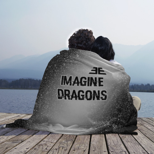 Плед 3D Imagine Dragons glitch на светлом фоне: символ сверху, цвет 3D (велсофт) - фото 3