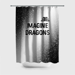 Штора 3D для ванной Imagine Dragons glitch на светлом фоне: символ сверху