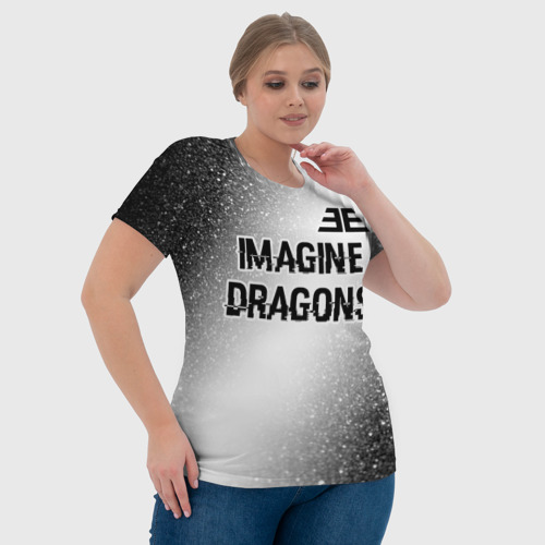Женская футболка 3D Imagine Dragons glitch на светлом фоне: символ сверху, цвет 3D печать - фото 6