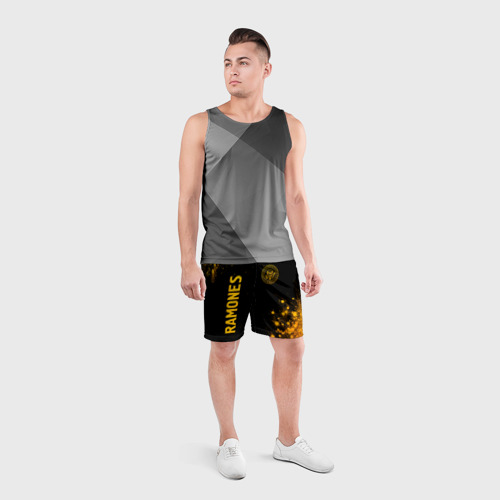 Мужские шорты спортивные Ramones - gold gradient: надпись, символ, цвет 3D печать - фото 4