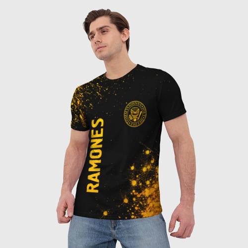 Мужская футболка 3D Ramones - gold gradient: надпись, символ, цвет 3D печать - фото 3