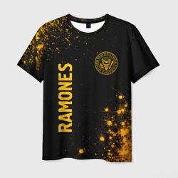 Мужская футболка 3D Ramones - gold gradient: надпись, символ