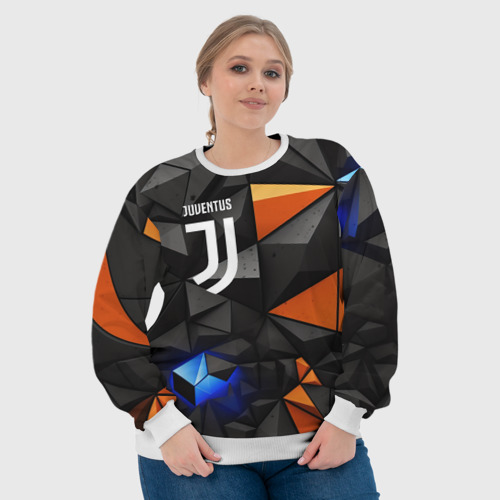 Женский свитшот 3D Juventus orange  black style, цвет 3D печать - фото 6