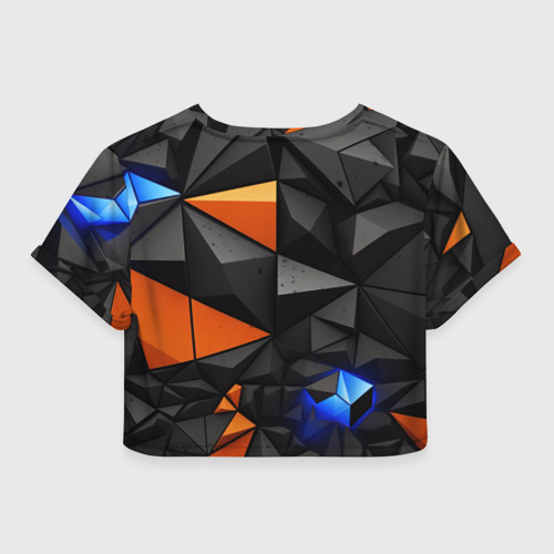 Женская футболка Crop-top 3D Juventus orange  black style, цвет 3D печать - фото 2
