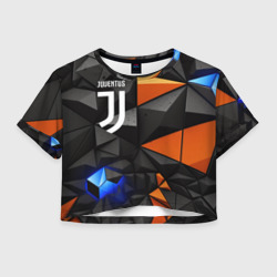 Женская футболка Crop-top 3D Juventus orange  black style