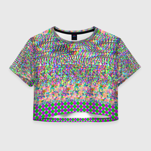 Женская футболка Crop-top 3D Glitch burst, цвет 3D печать