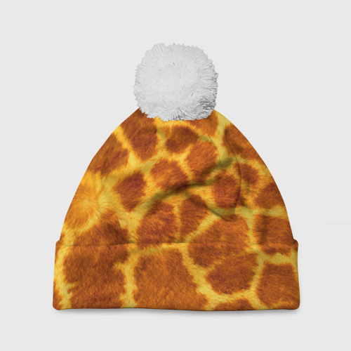 Шапка 3D c помпоном Шкура жирафа - текстура, цвет 3D печать