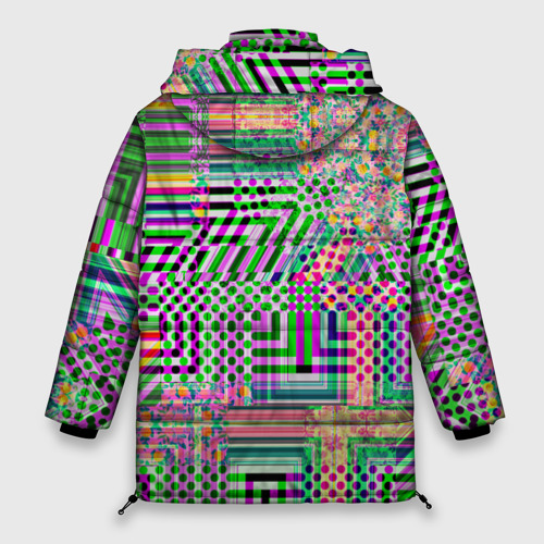 Женская зимняя куртка Oversize Геометрическая абстракция с артефактами, цвет черный - фото 2