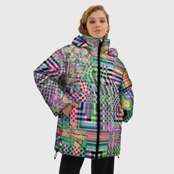 Женская зимняя куртка Oversize Геометрическая абстракция с артефактами - фото 2